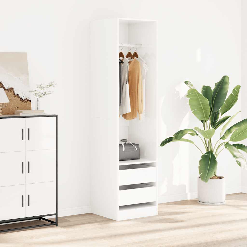 Kleiderschrank mit Schubladen Hochglanz-Weiß 50x50x200 cm