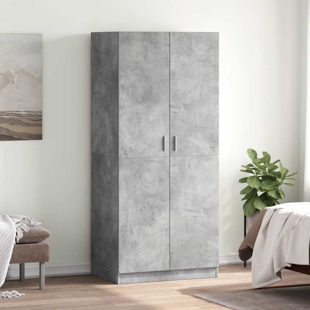 Kleiderschrank Betongrau 80x52x180 cm Holzwerkstoff