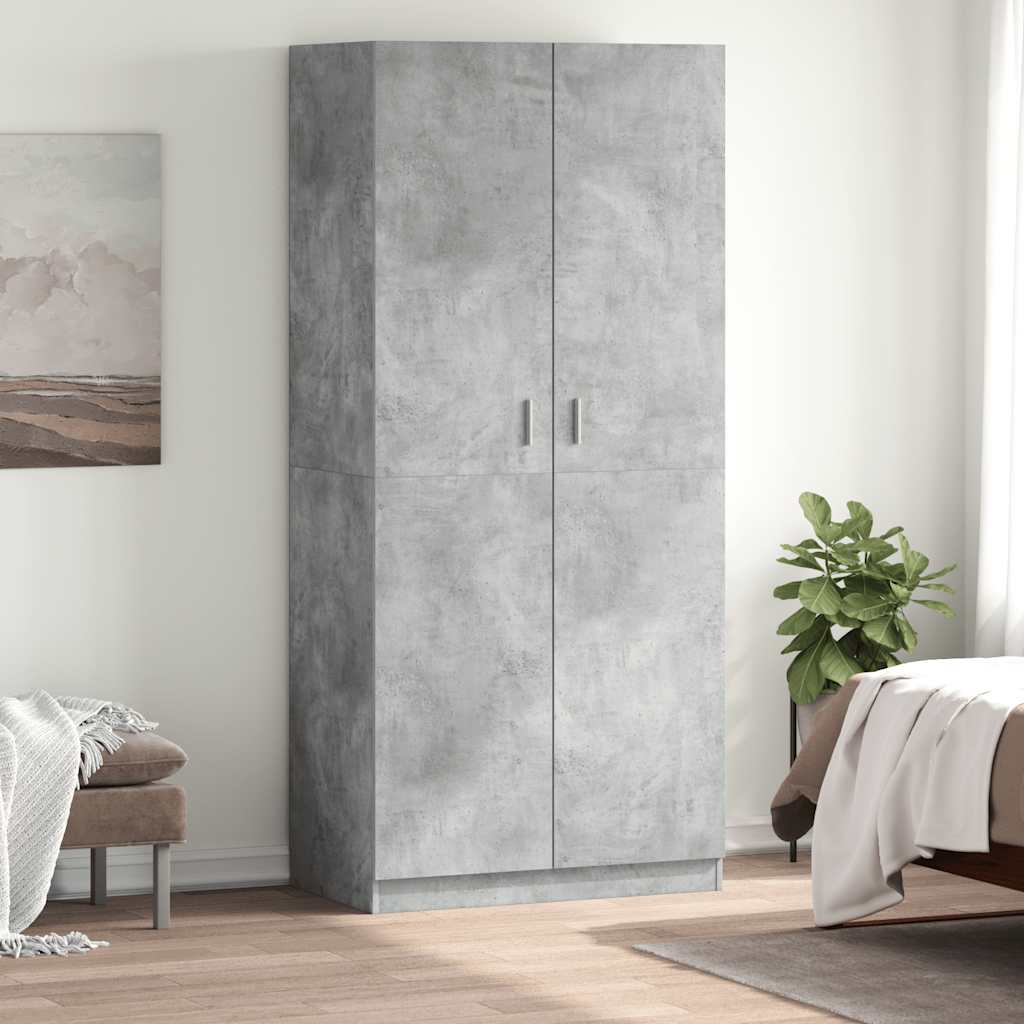 Kleiderschrank Betongrau 90x52x200 cm Holzwerkstoff