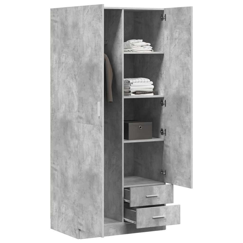 Kleiderschrank Betongrau 80x52x180 cm Holzwerkstoff