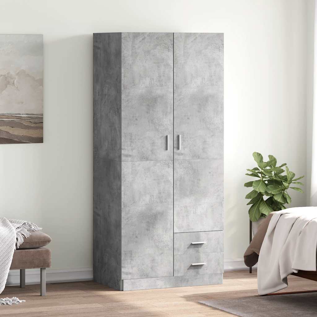 Kleiderschrank Betongrau 80x52x180 cm Holzwerkstoff