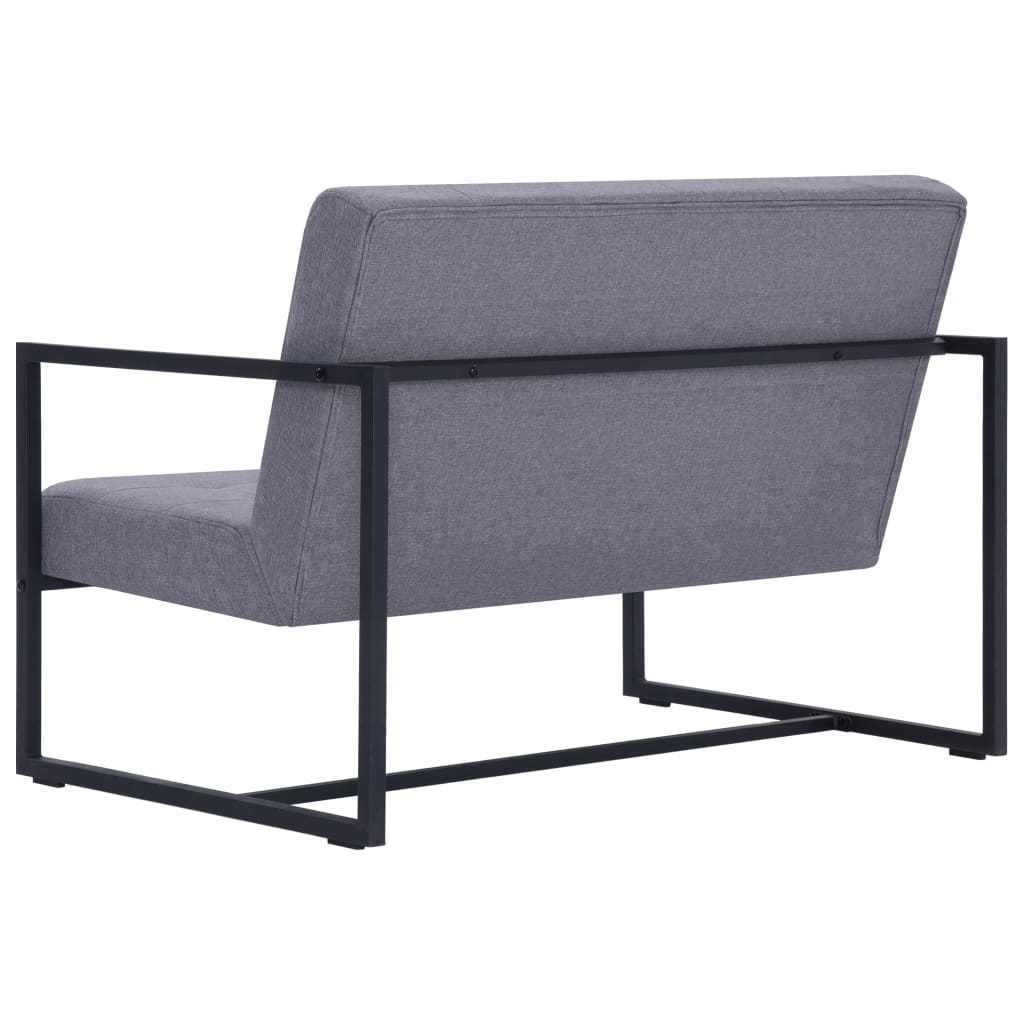 2-Sitzer-Sofa mit Armlehnen Hellgrau Stahl und Stoff