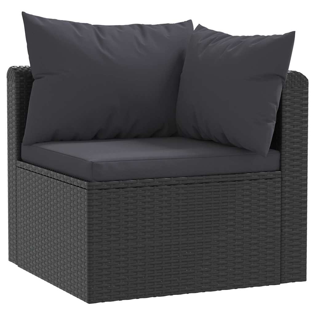 9-tlg. Garten-Lounge-Set mit Auflagen Poly Rattan Schwarz