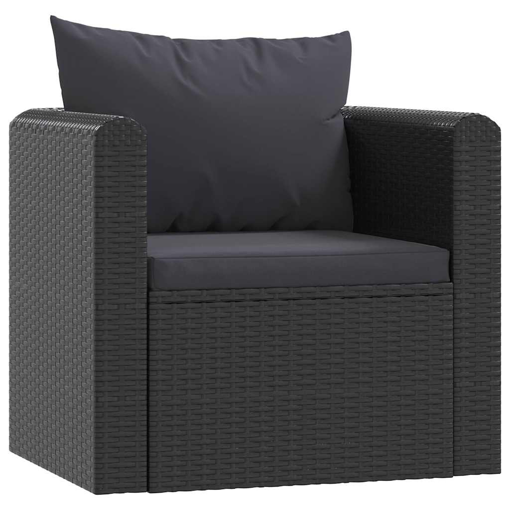 9-tlg. Garten-Lounge-Set mit Auflagen Poly Rattan Schwarz