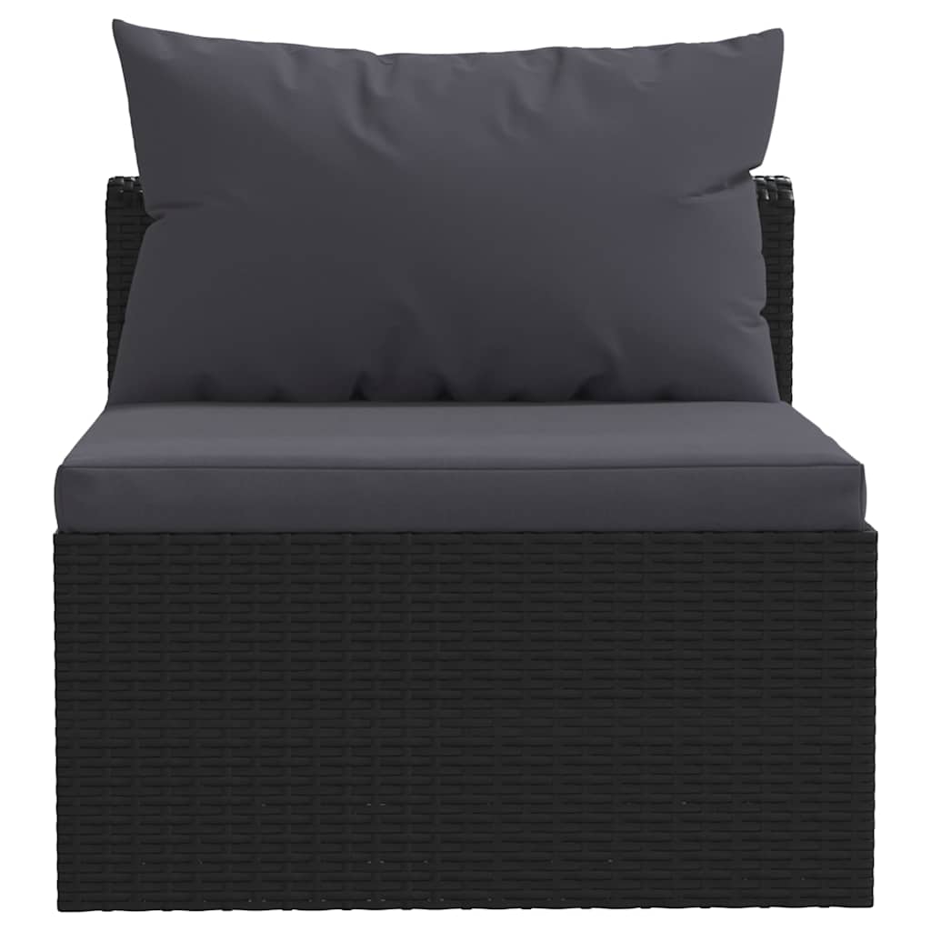 9-tlg. Garten-Lounge-Set mit Auflagen Poly Rattan Schwarz