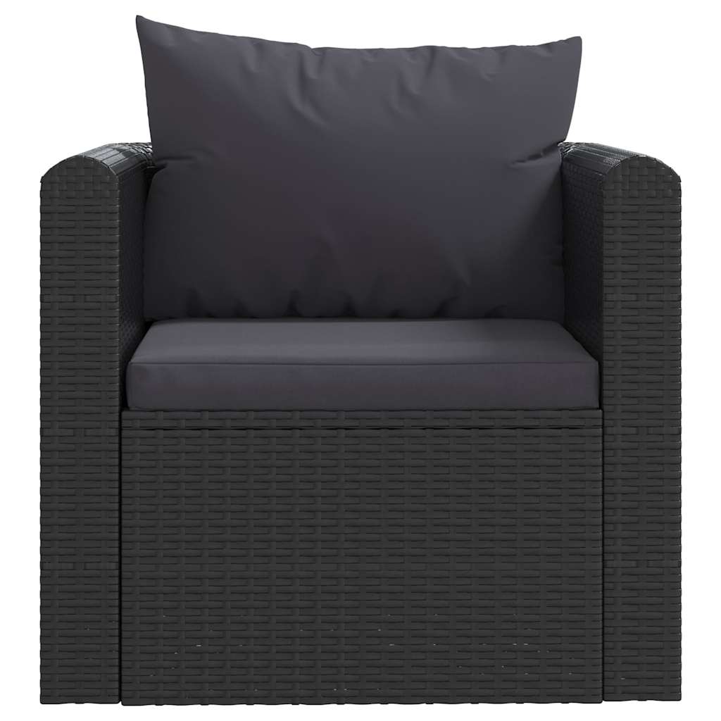 7-tlg. Garten-Lounge-Set mit Auflagen Poly Rattan Schwarz