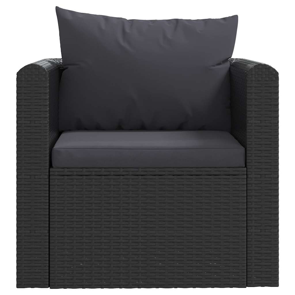7-tlg. Garten-Lounge-Set mit Auflagen Poly Rattan Schwarz