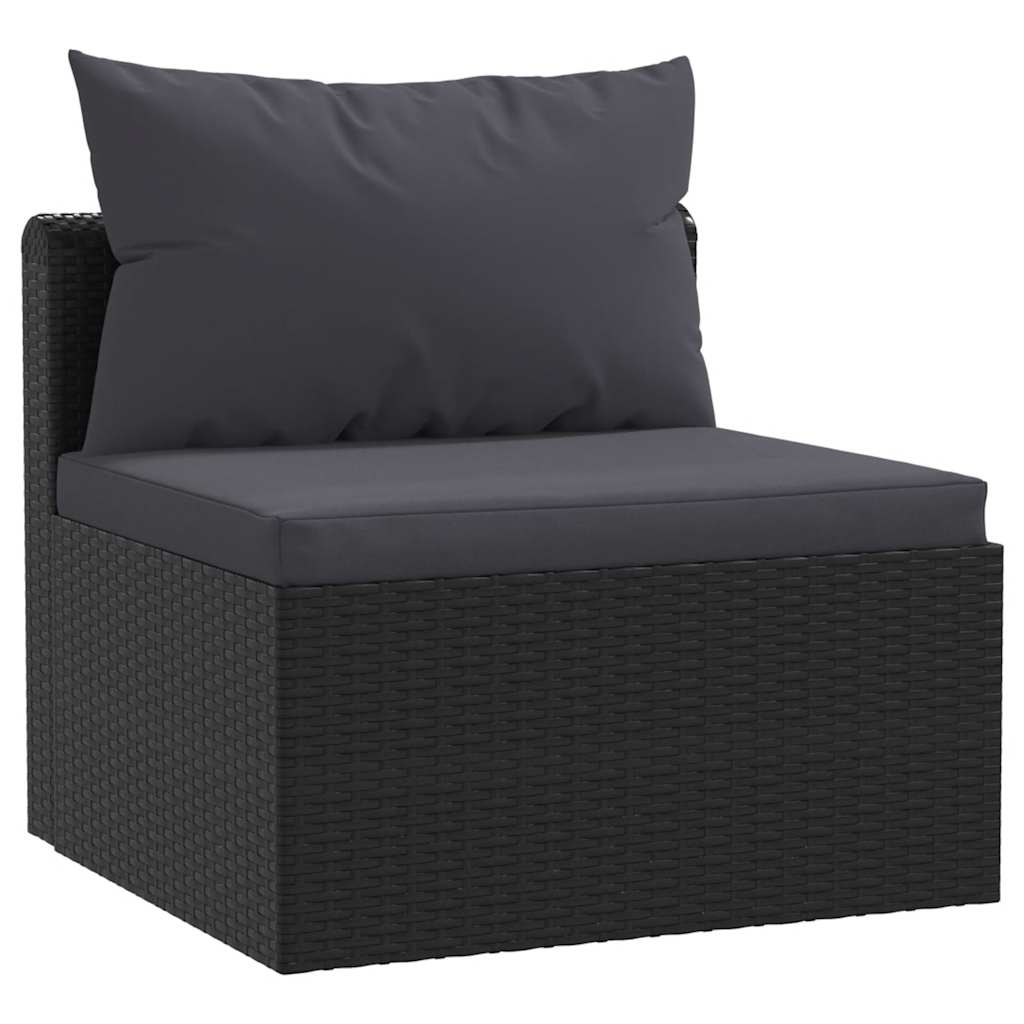 7-tlg. Garten-Lounge-Set mit Auflagen Poly Rattan Schwarz
