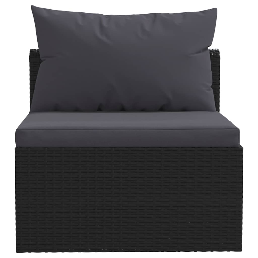 7-tlg. Garten-Lounge-Set mit Auflagen Poly Rattan Schwarz