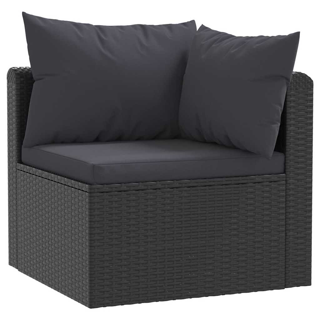 5-tlg. Garten-Lounge-Set mit Auflagen Poly Rattan Schwarz