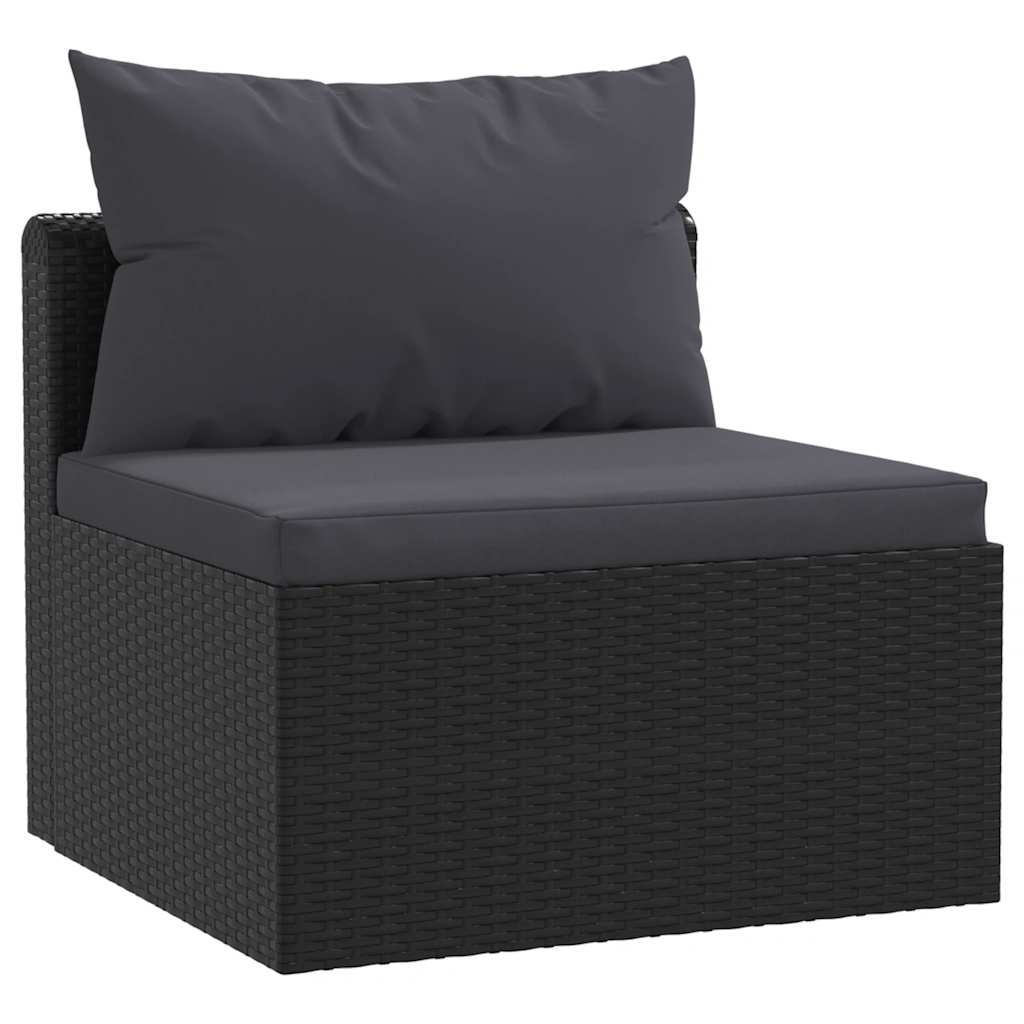 5-tlg. Garten-Lounge-Set mit Auflagen Poly Rattan Schwarz