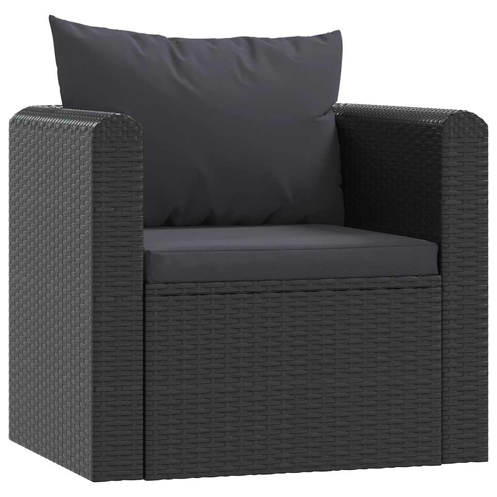 Sessel mit Auflagen Poly Rattan Schwarz