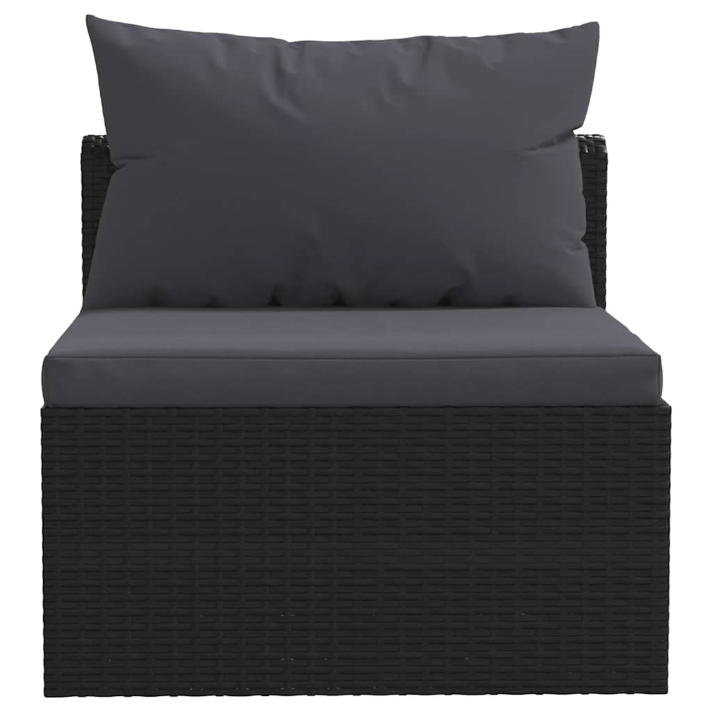 4-tlg. Garten-Sofagarnitur mit Auflagen Poly Rattan Schwarz