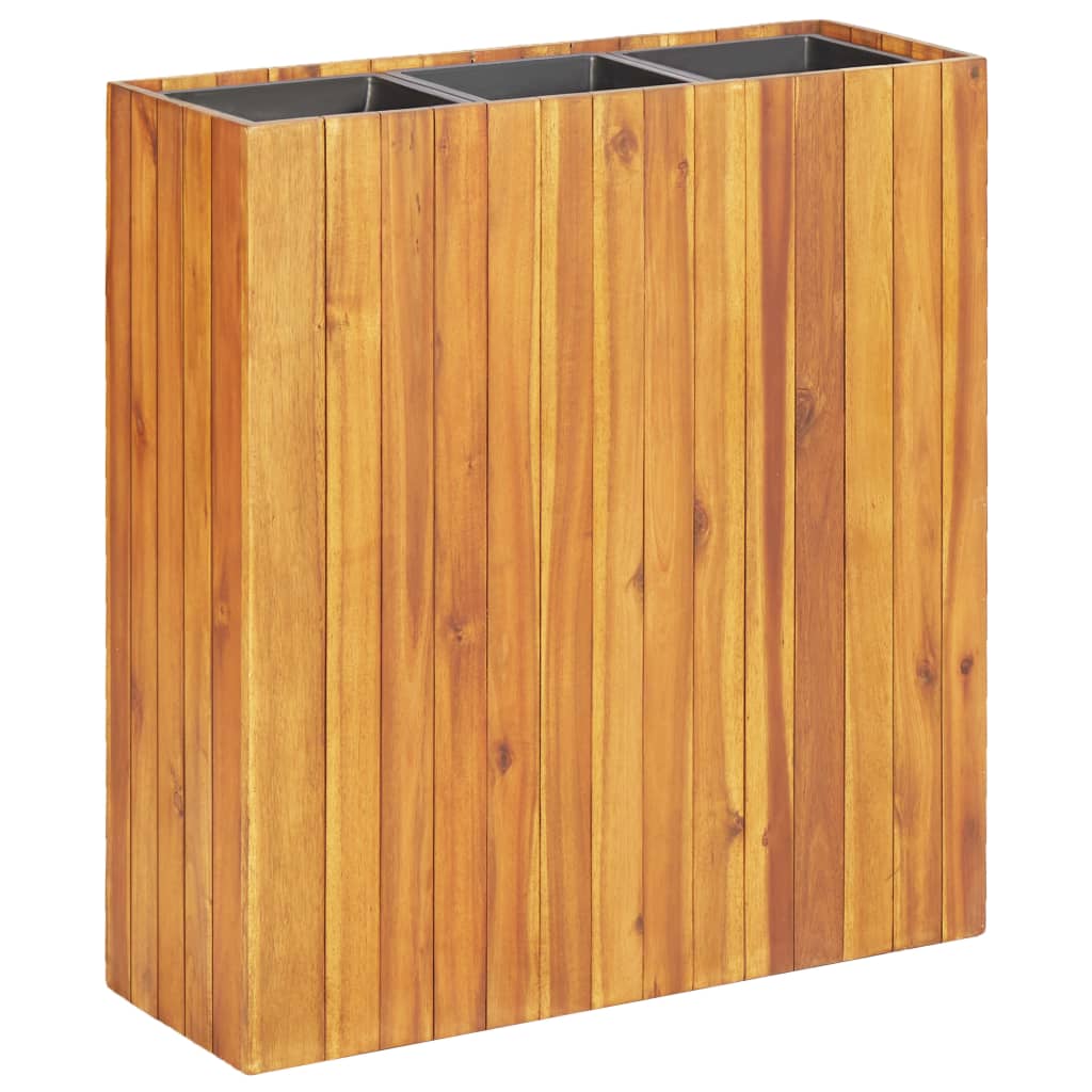 Garten-Hochbeet mit 3 Töpfen Massivholz Akazie