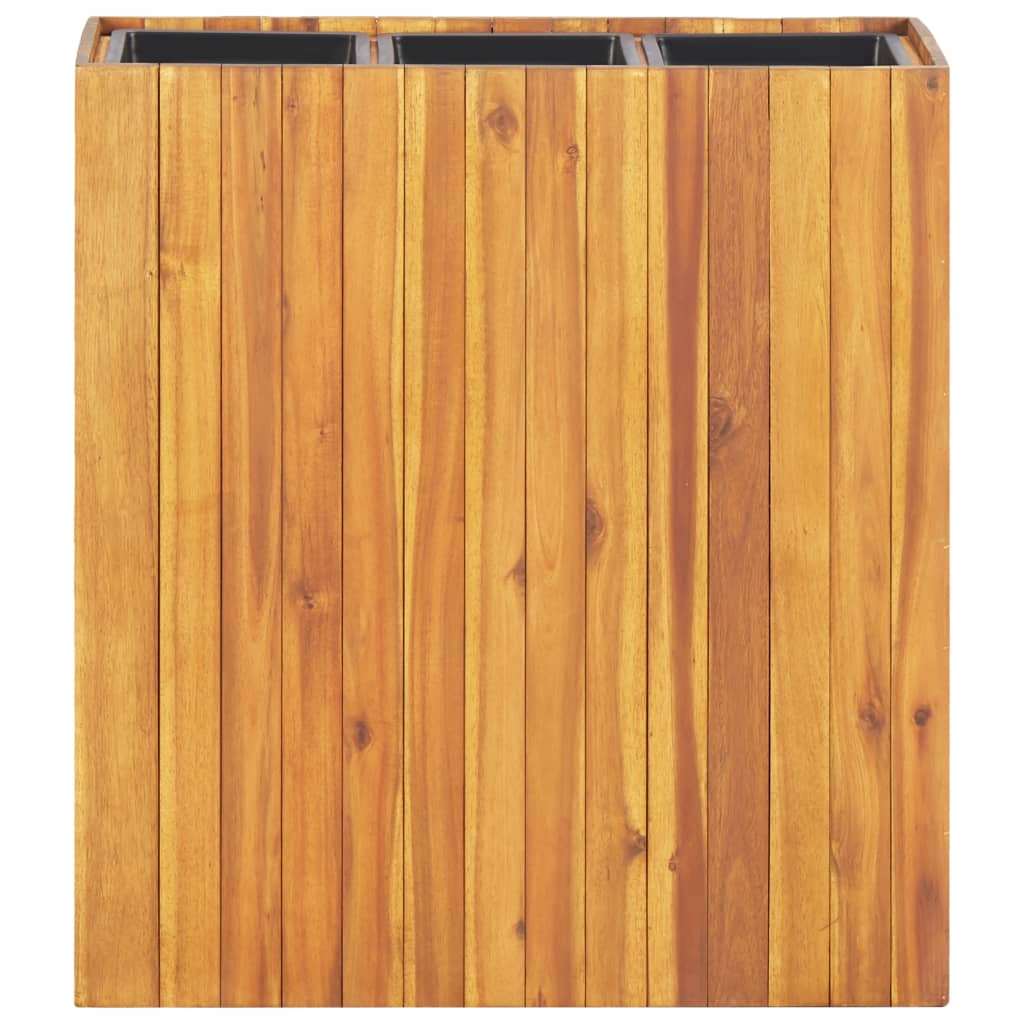 Garten-Hochbeet mit 3 Töpfen Massivholz Akazie