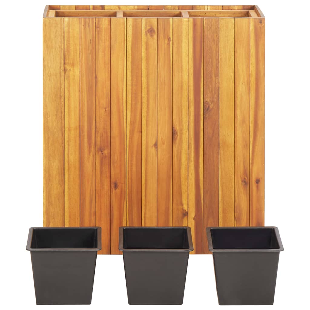 Garten-Hochbeet mit 3 Töpfen Massivholz Akazie