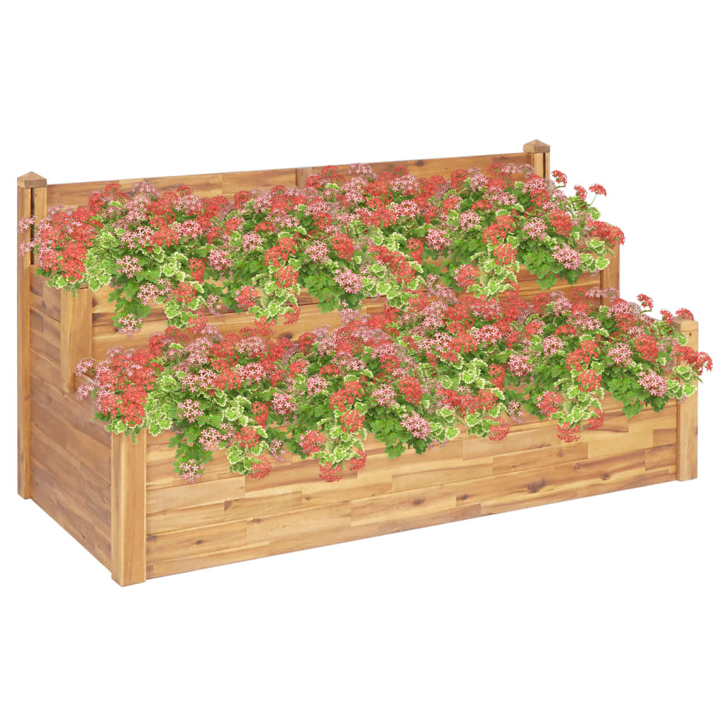 Pflanzkübel auf 2 Ebenen 160 x 75 x 84 cm Massivholz Akazie