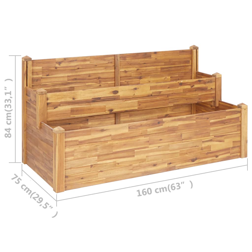 Pflanzkübel auf 2 Ebenen 160 x 75 x 84 cm Massivholz Akazie