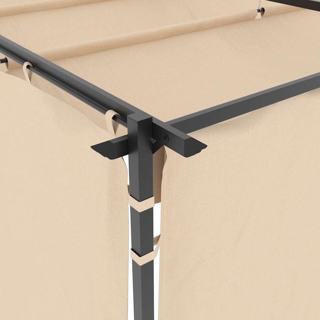 Pavillon mit Vorhängen 3 x 6 m Creme Stahl
