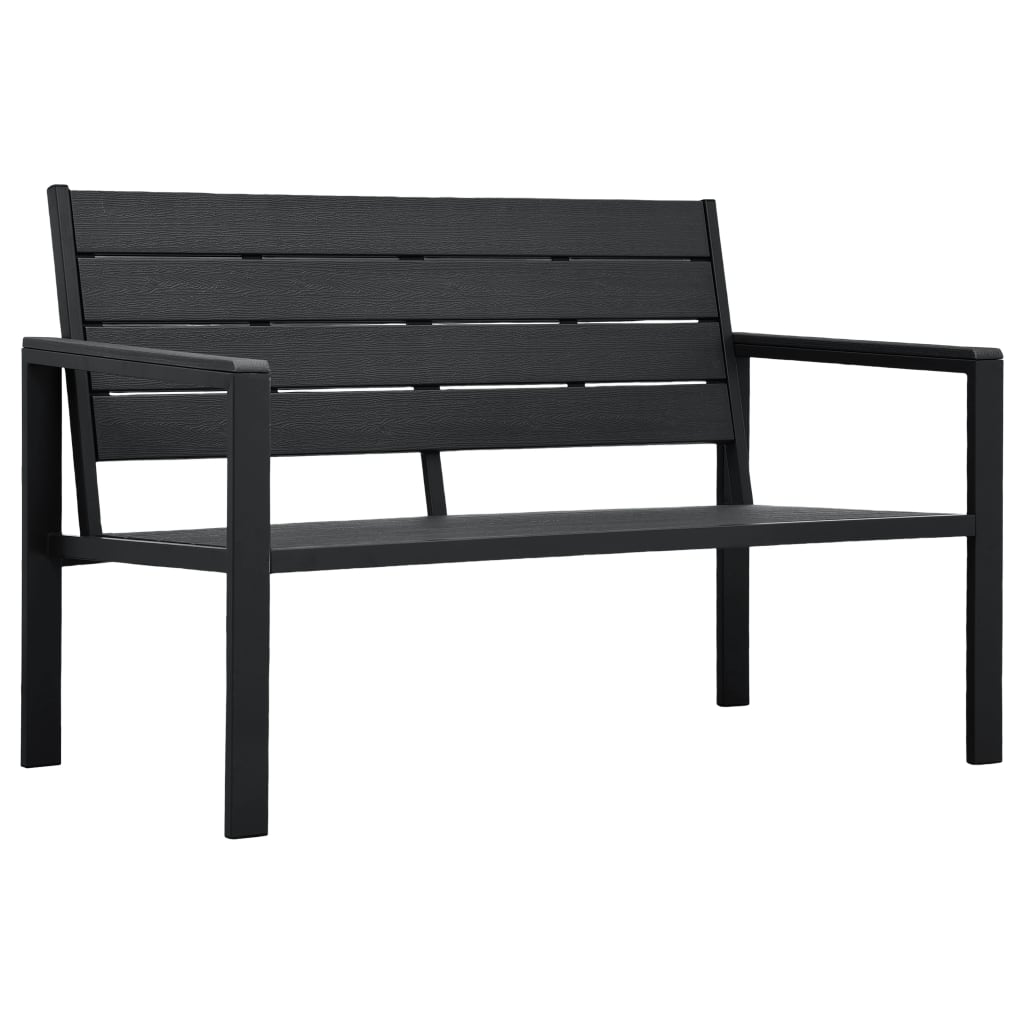 Gartenbank 120 cm HDPE Schwarz Holz-Optik
