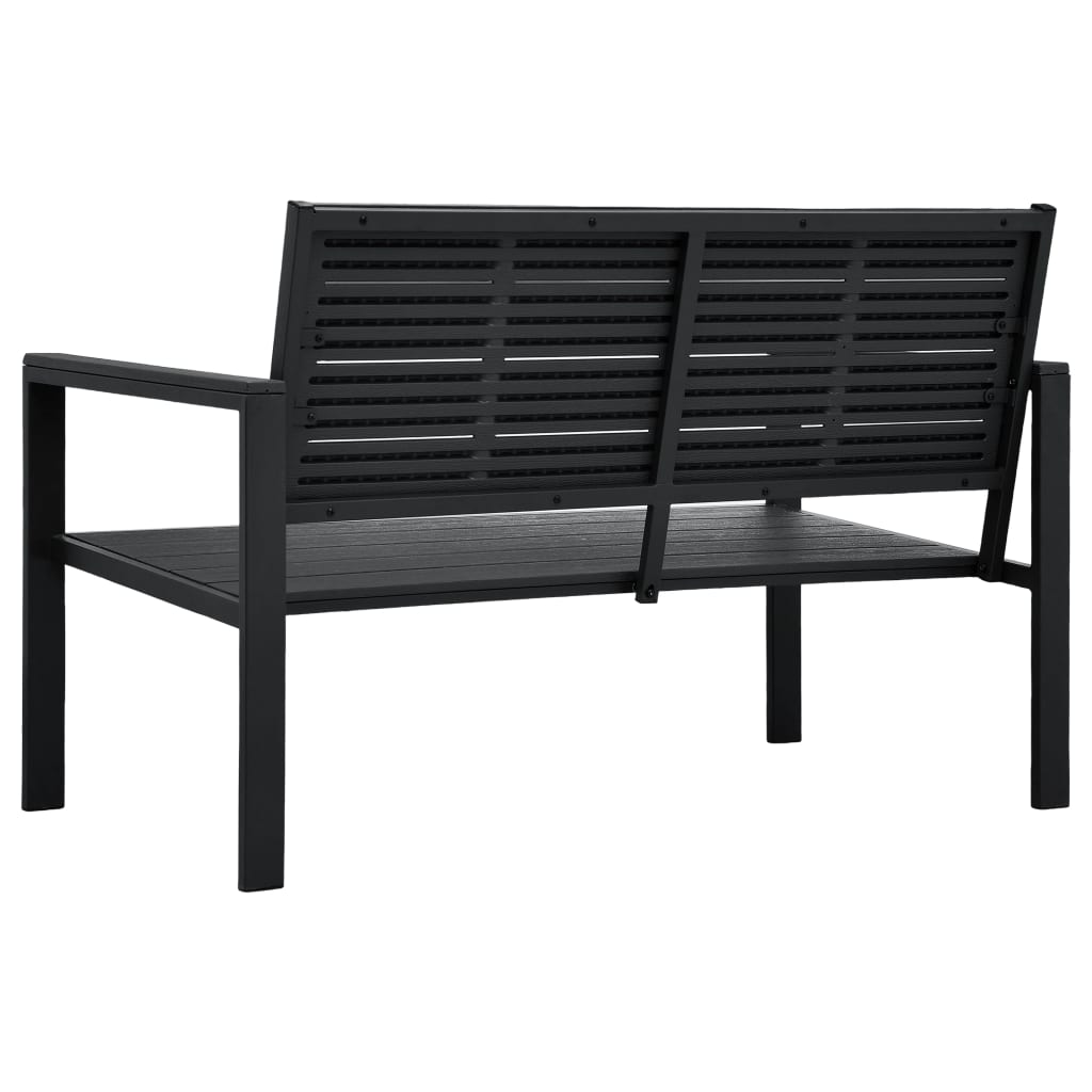 Gartenbank 120 cm HDPE Schwarz Holz-Optik