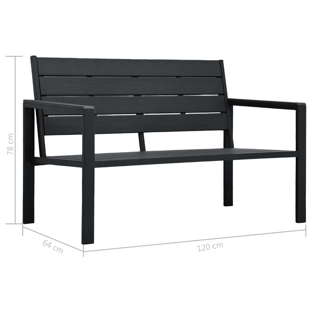 Gartenbank 120 cm HDPE Schwarz Holz-Optik