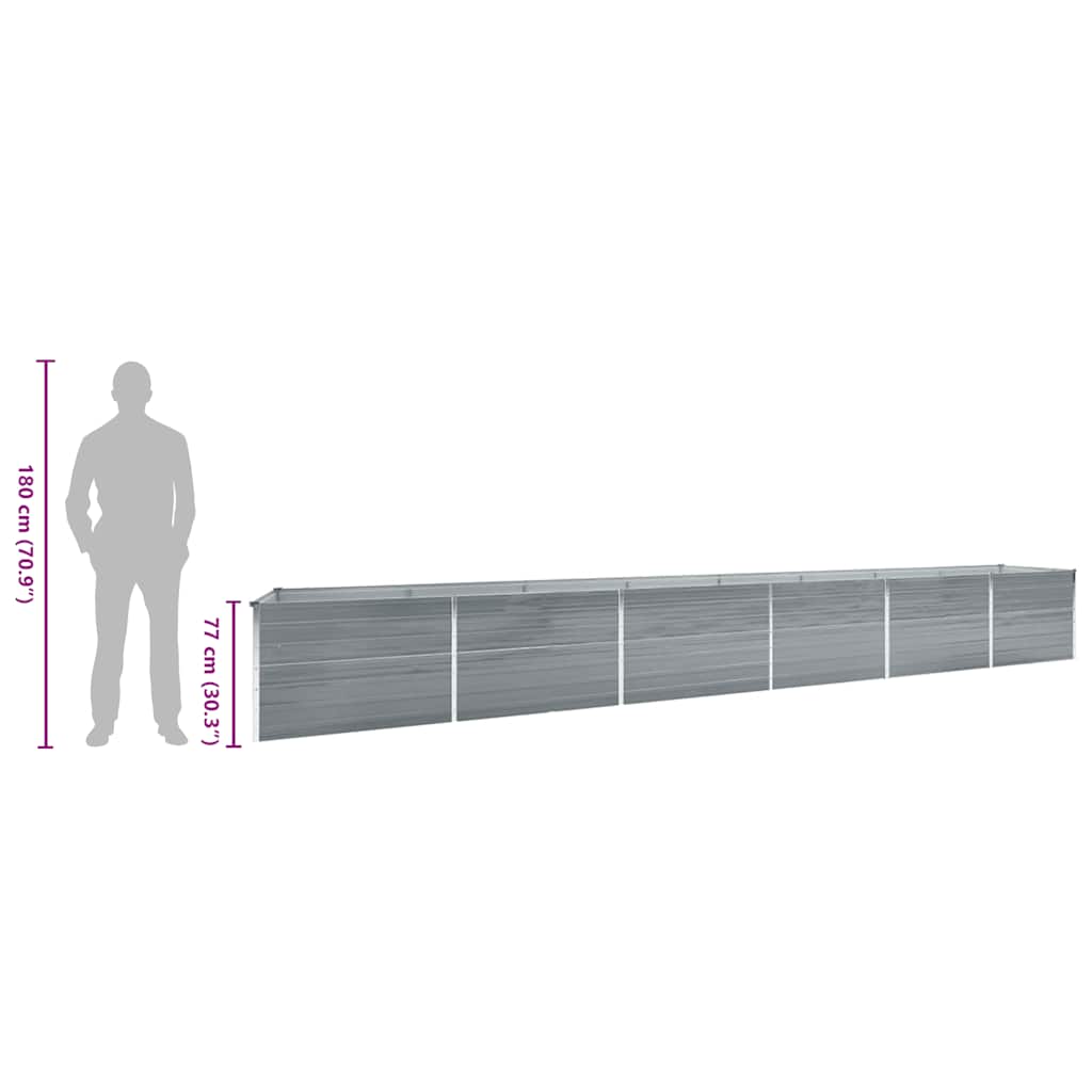 Garten-Hochbeet Verzinkter Stahl 600x80x77 cm Grau