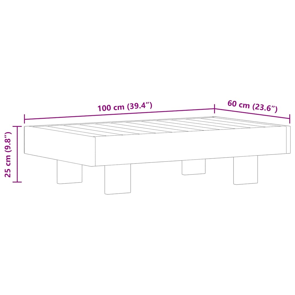 Couchtisch 100x60x25 cm Massivholz Akazie