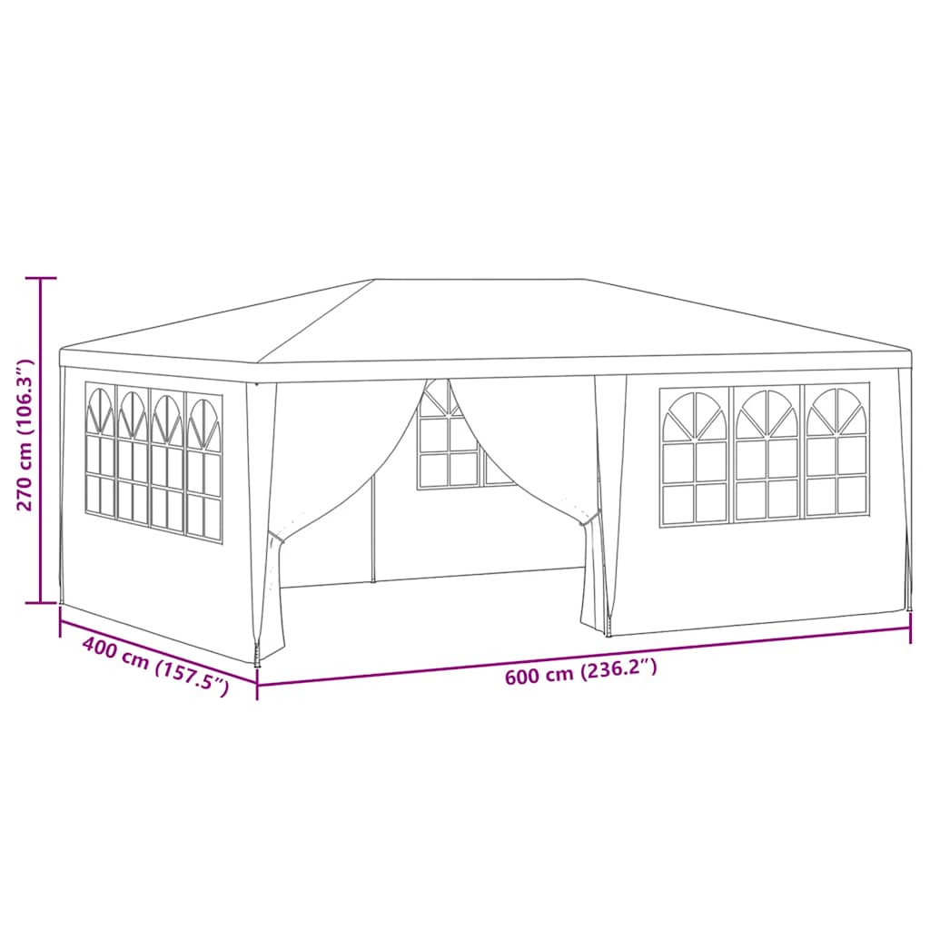 Profi-Partyzelt mit Seitenwänden 4×6 m Weiß 90 g/m²