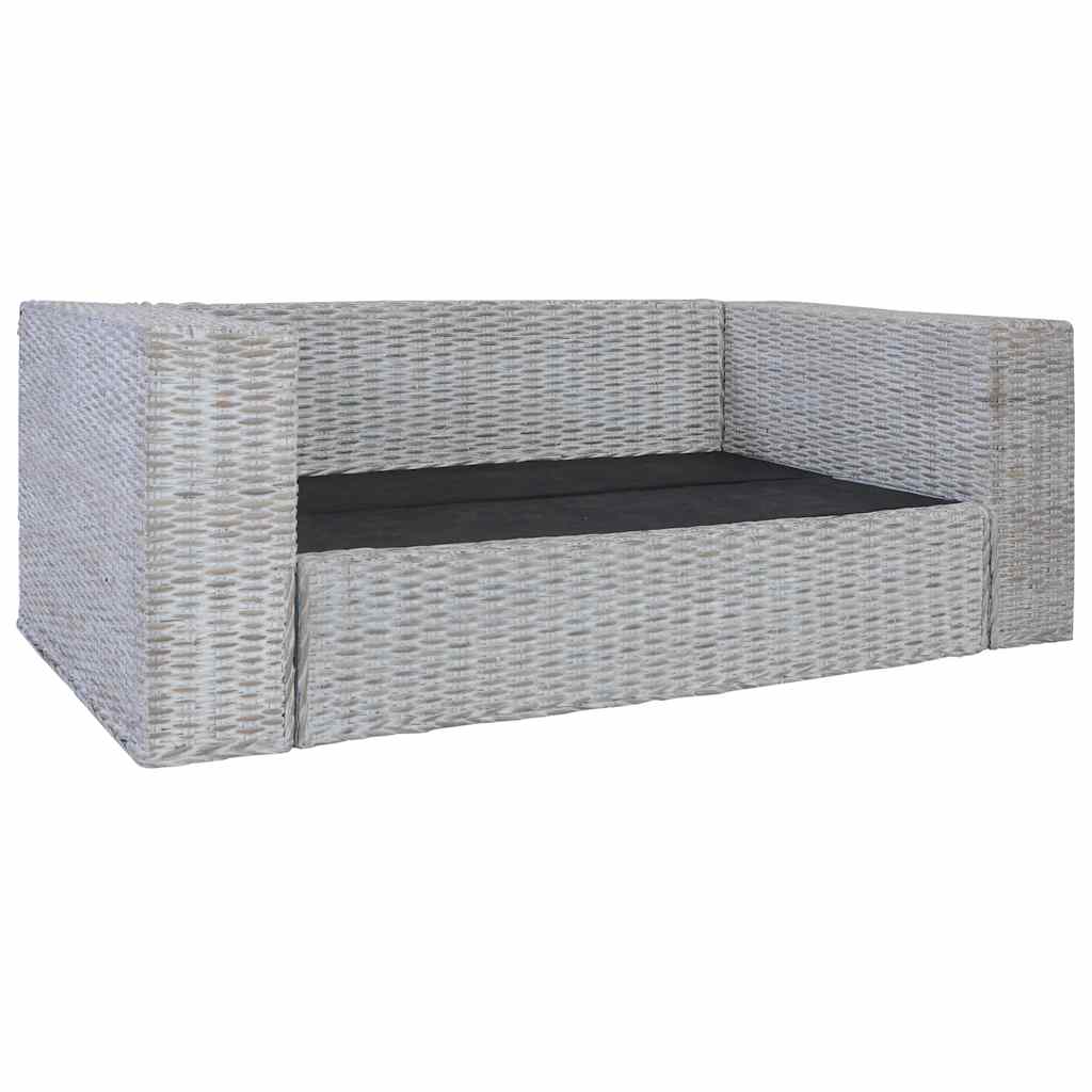 2-tlg. Sofagarnitur mit Auflagen Grau Natur Rattan