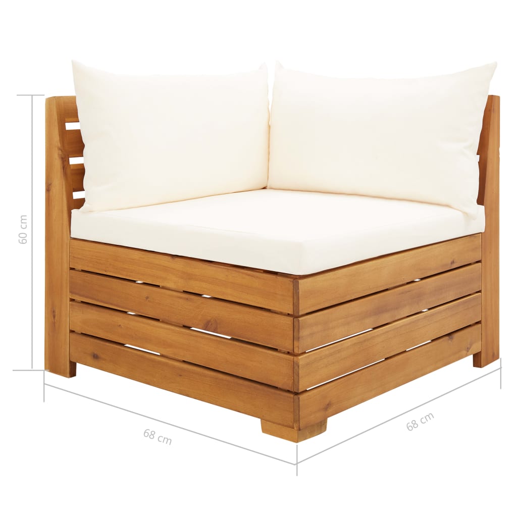 Modular-Sofa-Eckelement 1 Stk. mit Kissen Akazien Massivholz