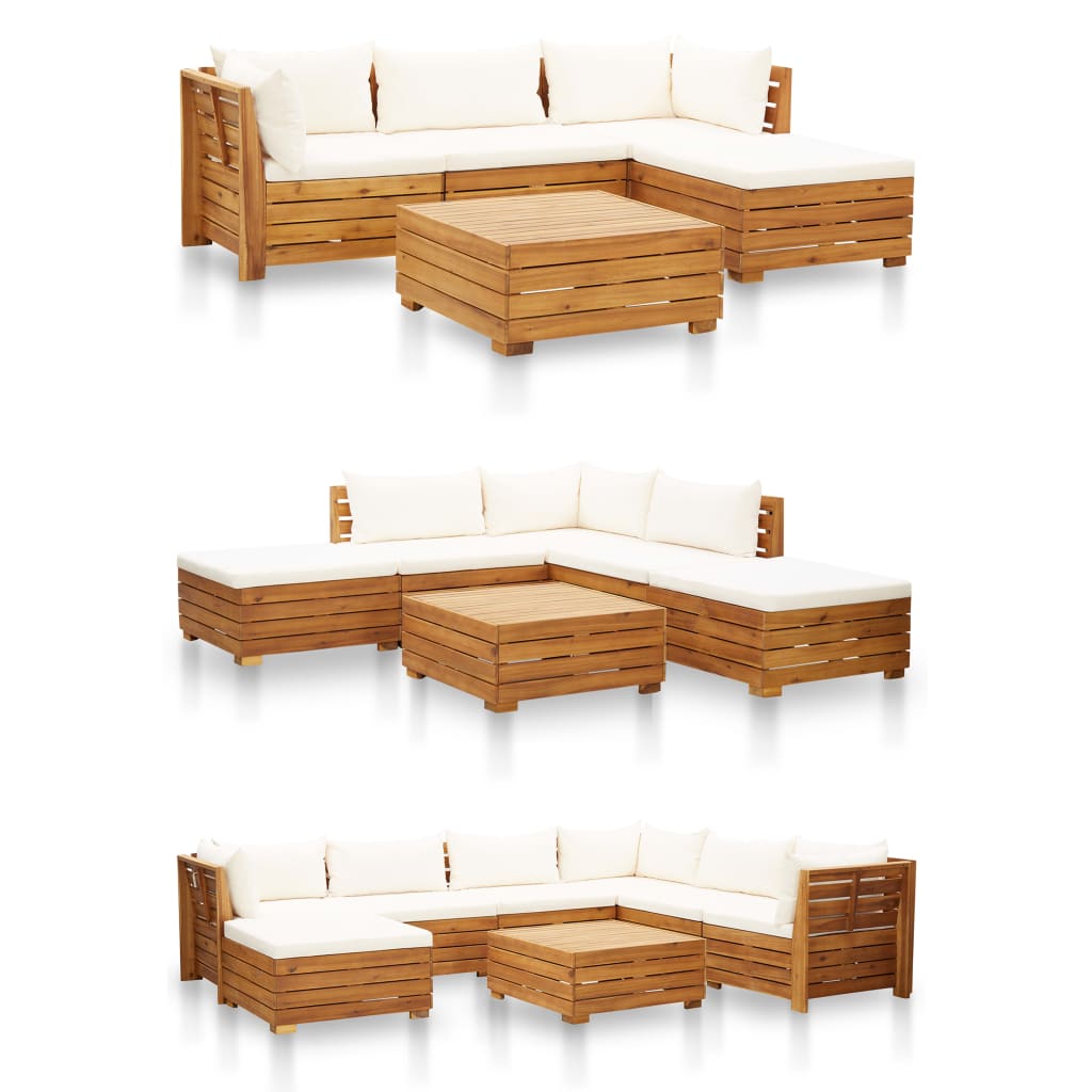 Modular-Fußhocker 1 Stk. mit Kissen Massivholz Akazie