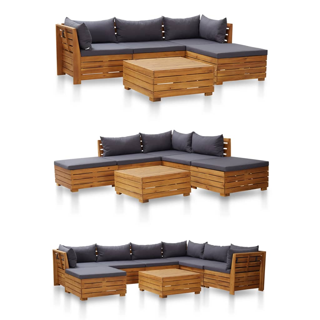Modular-Fußhocker 1 Stk. mit Auflage Massivholz Akazie