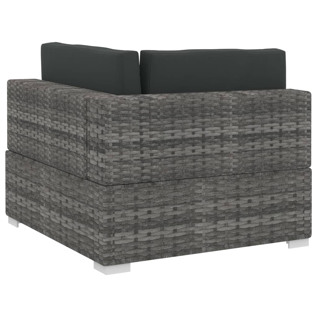 4-tlg. Gartensofa-Set mit Kissen Poly Rattan Grau