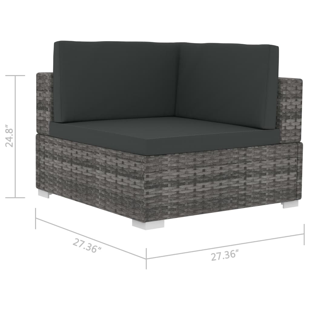 4-tlg. Gartensofa-Set mit Kissen Poly Rattan Grau