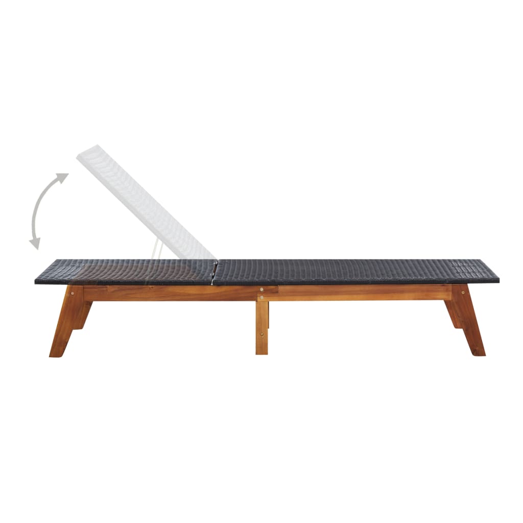 Sonnenliege mit Tisch Poly Rattan und Massivholz Akazie