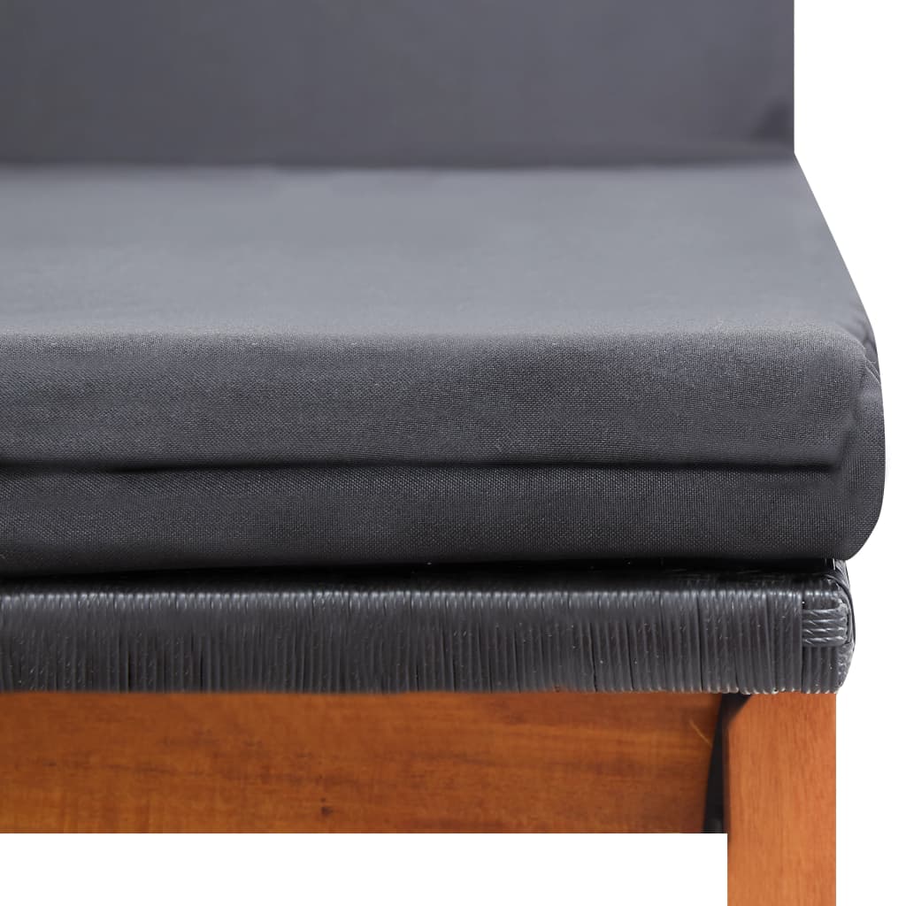 Sonnenliege mit Tisch Poly Rattan und Massivholz Akazie