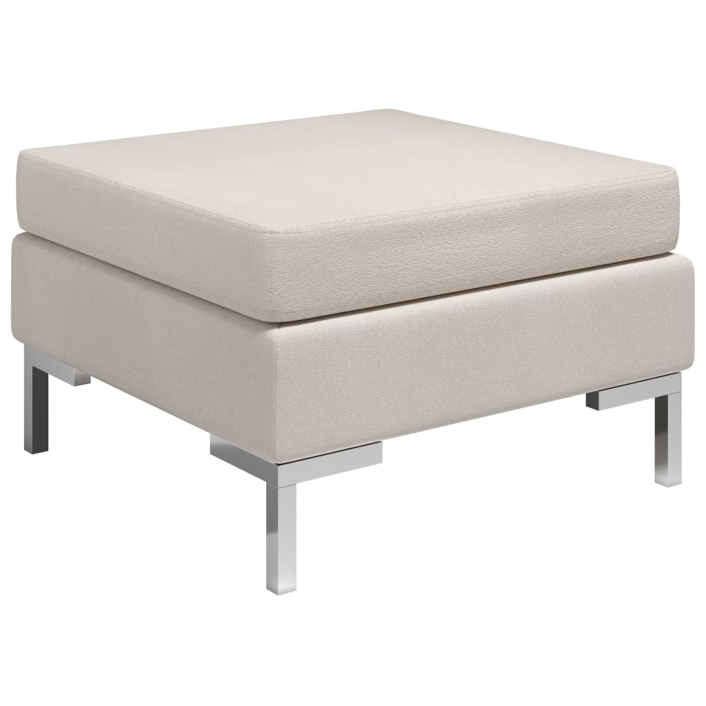 Fußhocker Modular mit Auflage Stoff Cremeweiß