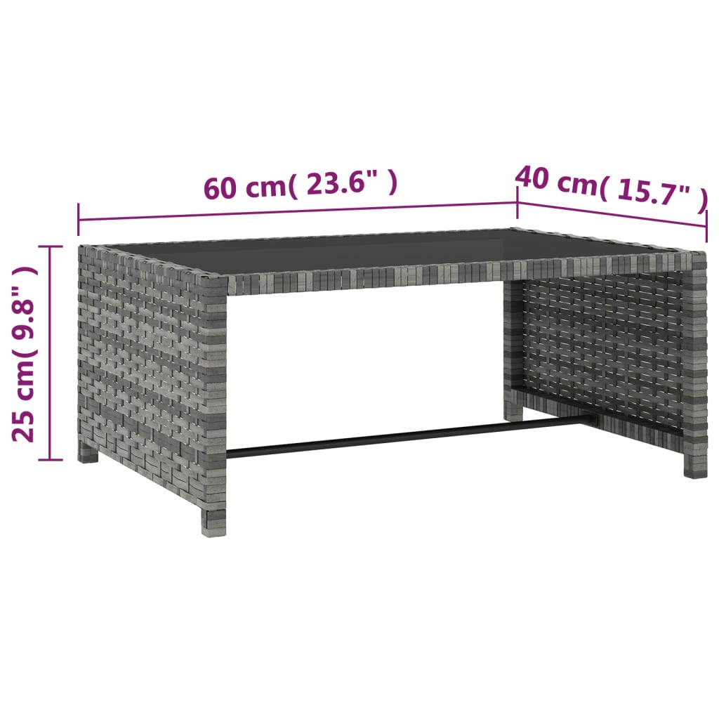 Sonnenliegen 2 Stk. mit Tisch Poly Rattan Grau