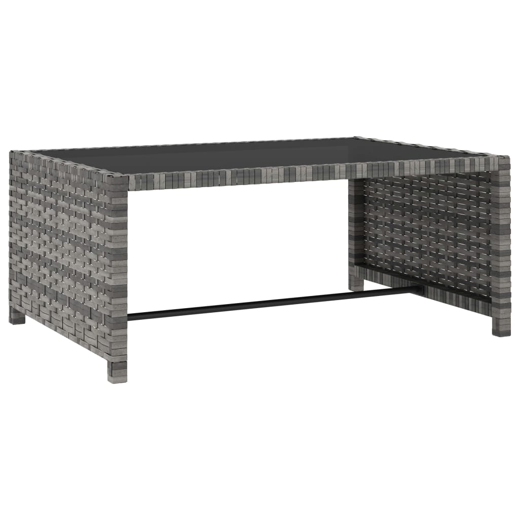 Sonnenliegen 2 Stk. mit Tisch Poly Rattan Grau