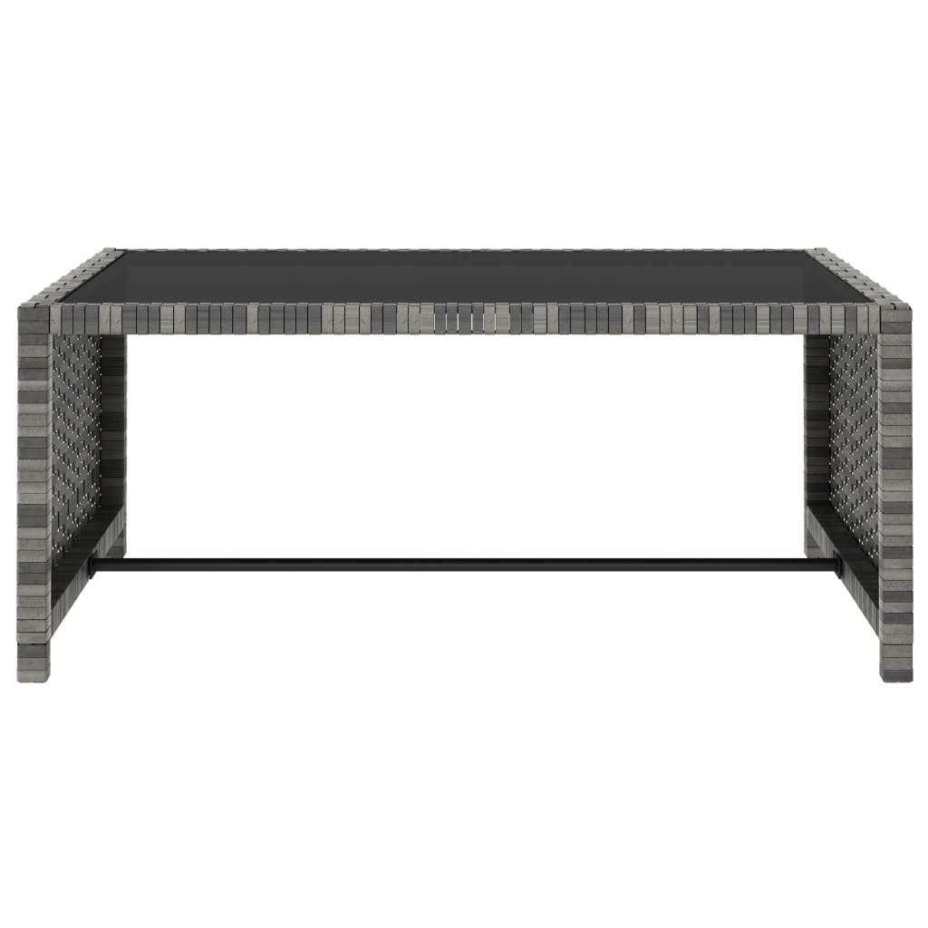 Sonnenliegen 2 Stk. mit Tisch Poly Rattan Grau