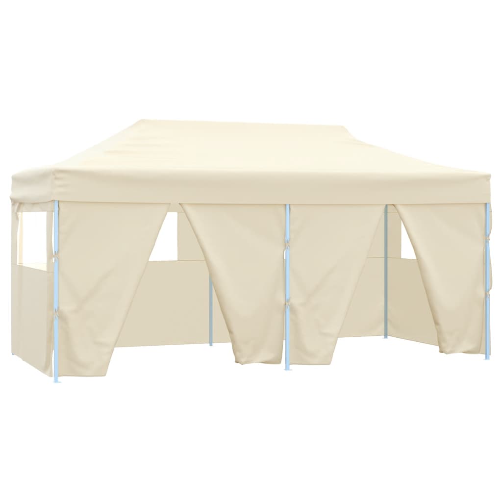 Profi-Partyzelt Faltbar mit 4 Seitenwänden 3×6m Stahl Creme