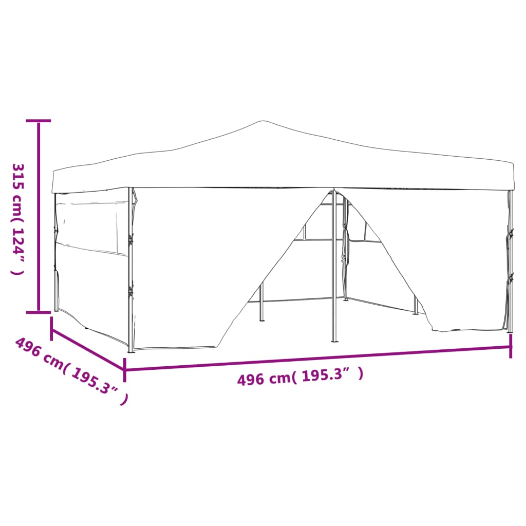 Faltpavillon mit 4 Seitenwänden 5x5 m Creme