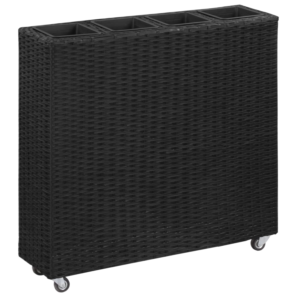 Garten-Hochbeet mit 4 Töpfen 80x22x79 cm Poly-Rattan Schwarz