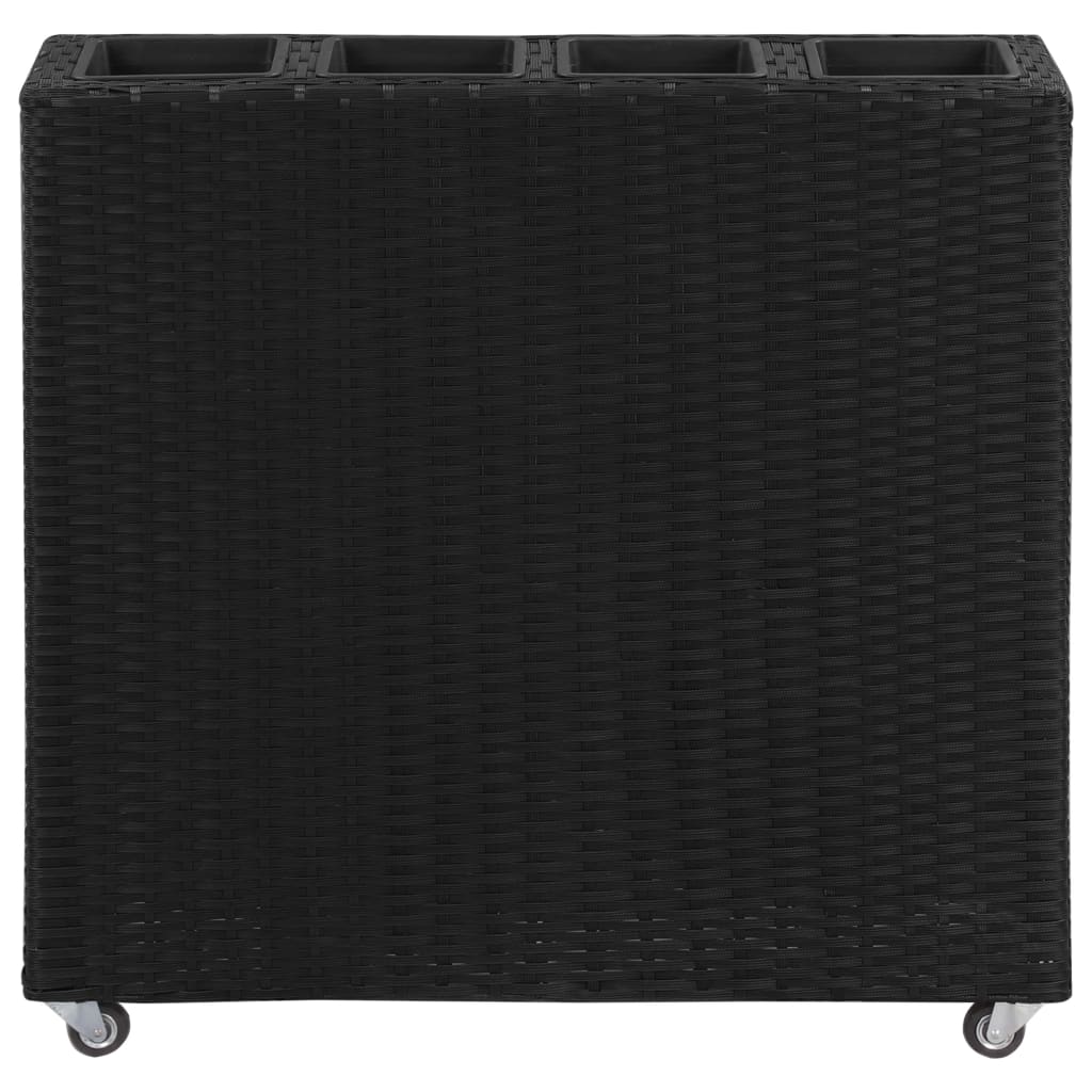 Garten-Hochbeet mit 4 Töpfen 80x22x79 cm Poly-Rattan Schwarz