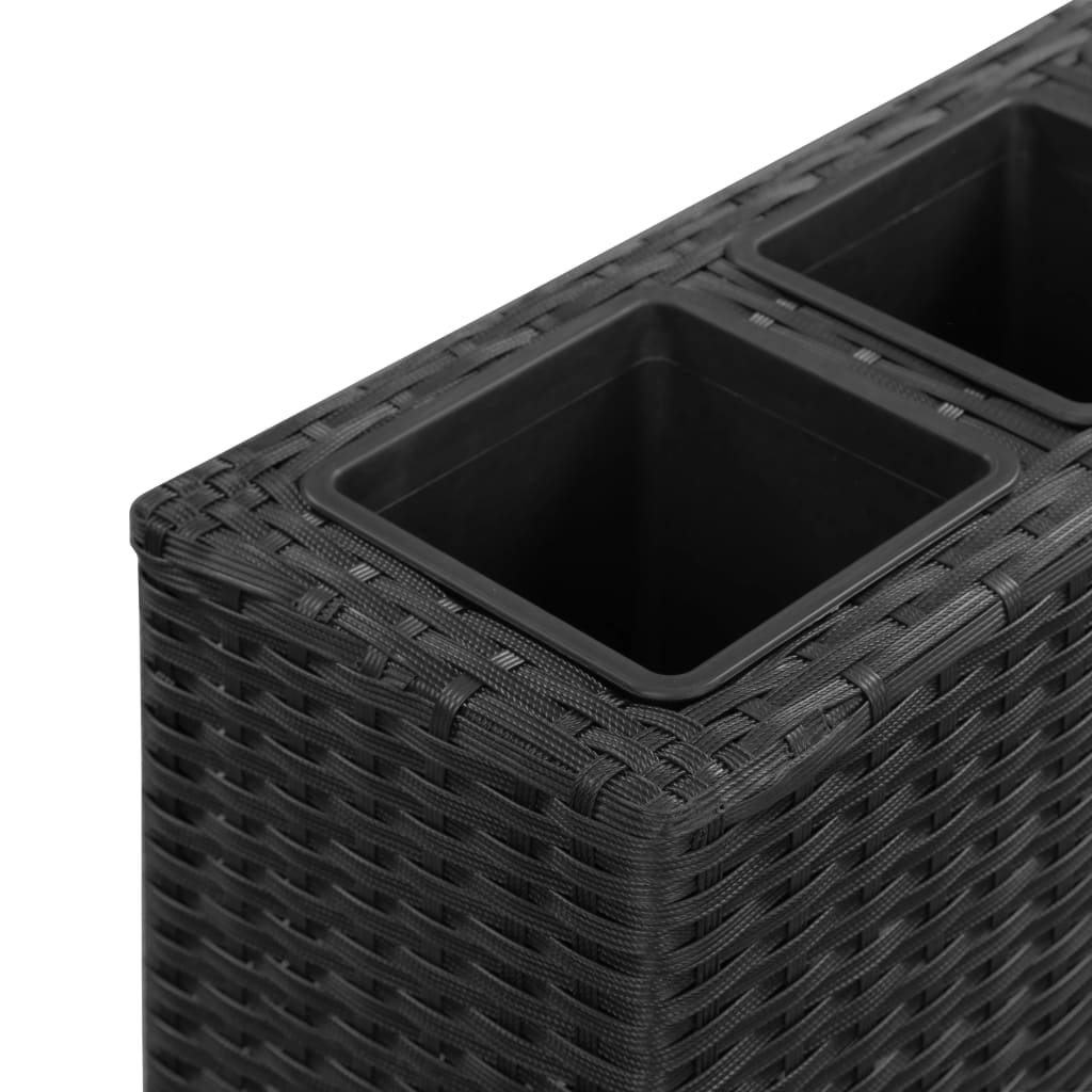 Garten-Hochbeet mit 4 Töpfen 80x22x79 cm Poly-Rattan Schwarz
