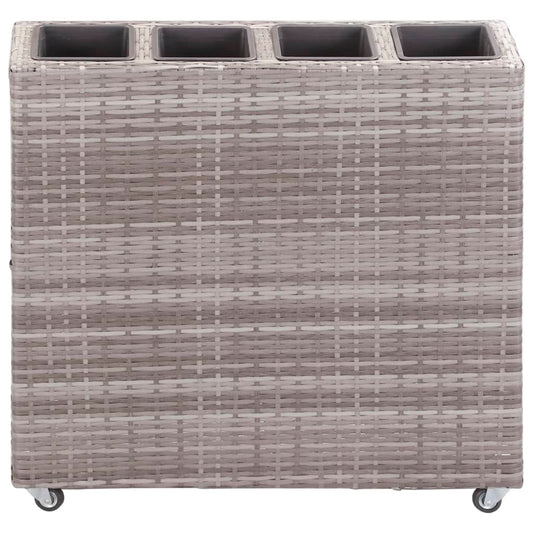 Garten-Hochbeet mit 4 Töpfen 80x22x79 cm Poly Rattan Grau