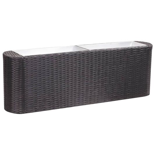 Garten-Hochbeet 120×24×40 cm Poly Rattan Schwarz