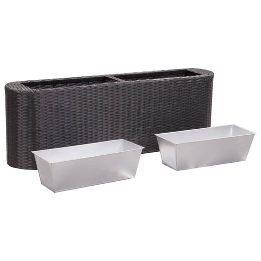 Garten-Hochbeet 120×24×40 cm Poly Rattan Schwarz