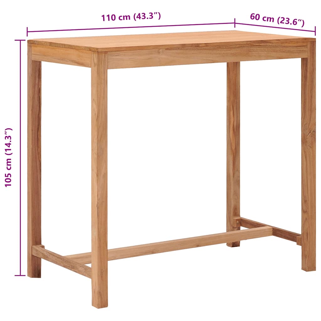 Outdoor-Bartisch 110x60x105 Massivholz Teak